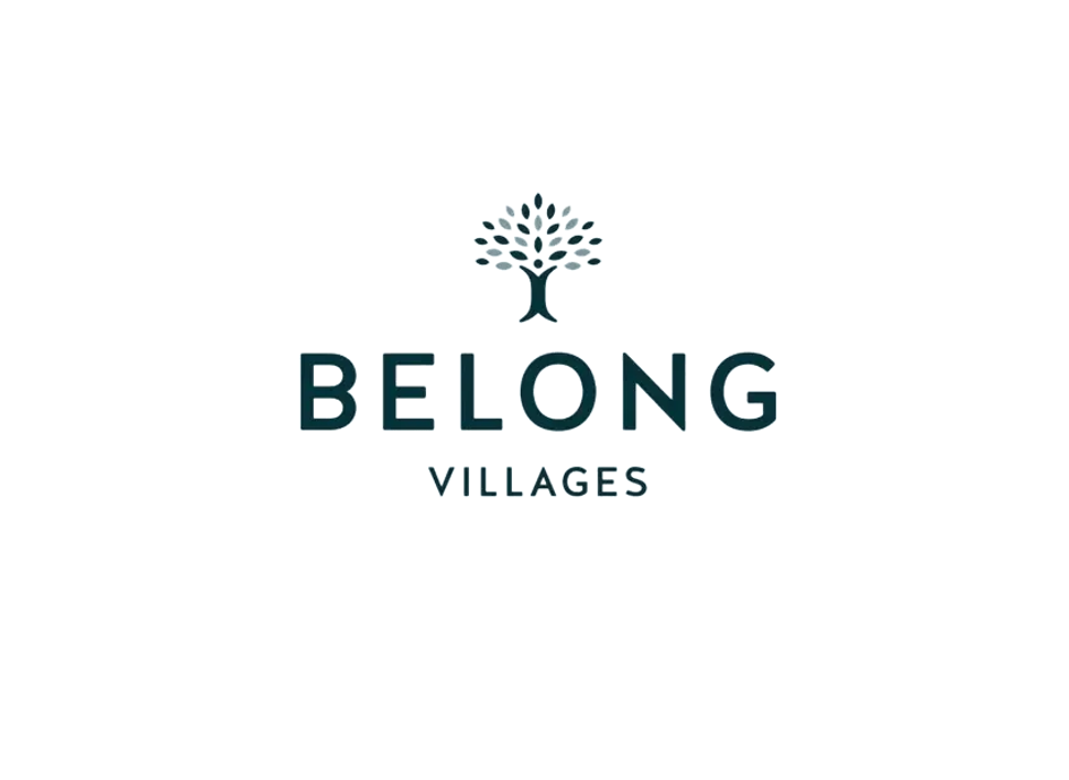 Blue and White 'Belong' Logo with a graphic of a tree